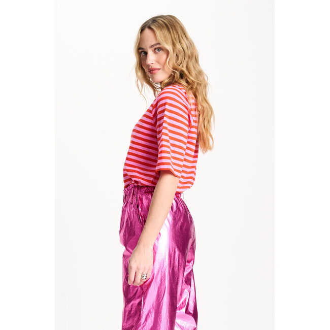 POM TSHIRT - Stripe Orange Pink Multi colour