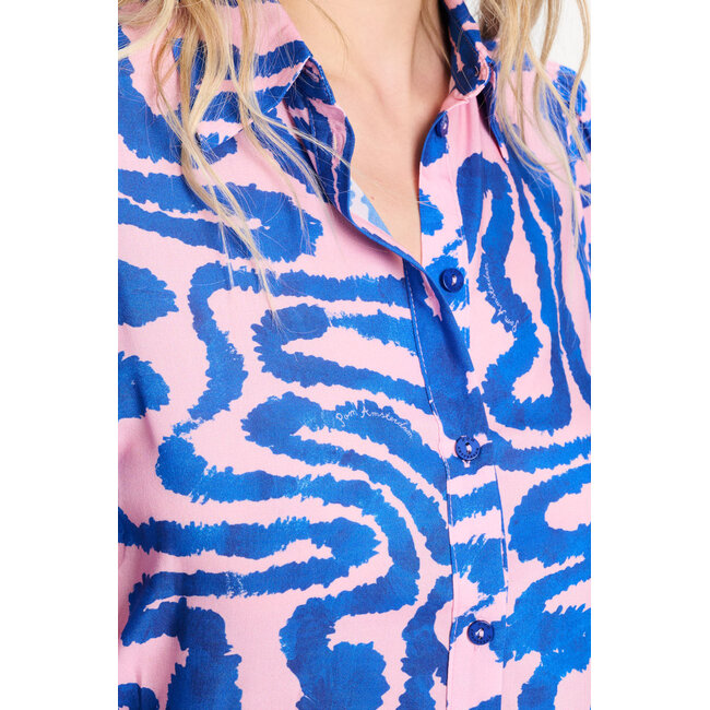 Pom Amsterdam BLOUSE - Waves Pink Multi colour