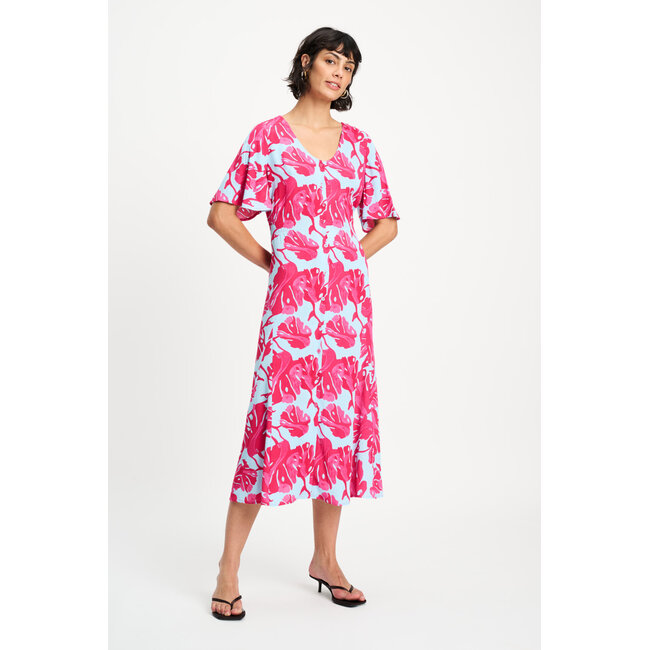 POM DRESS - Urban Flora Blue Multi colour