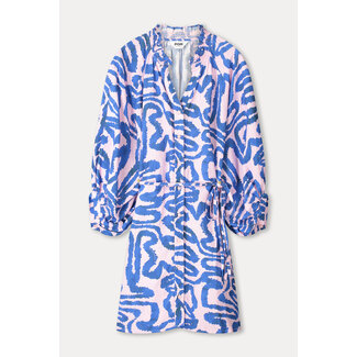 POM DRESS - Waves Pink Linen Multi colour