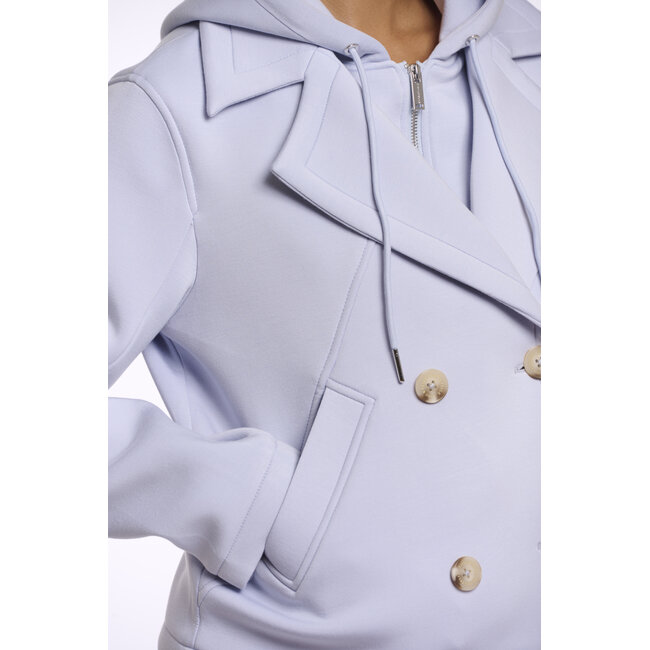 Rino & Pelle Double breasted jacket with detachable hood collar  Arctic blue