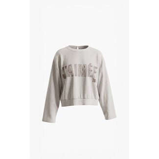 Aimée the Label ElanHS sweater with embroidery Sand melee, Brown Embroidery