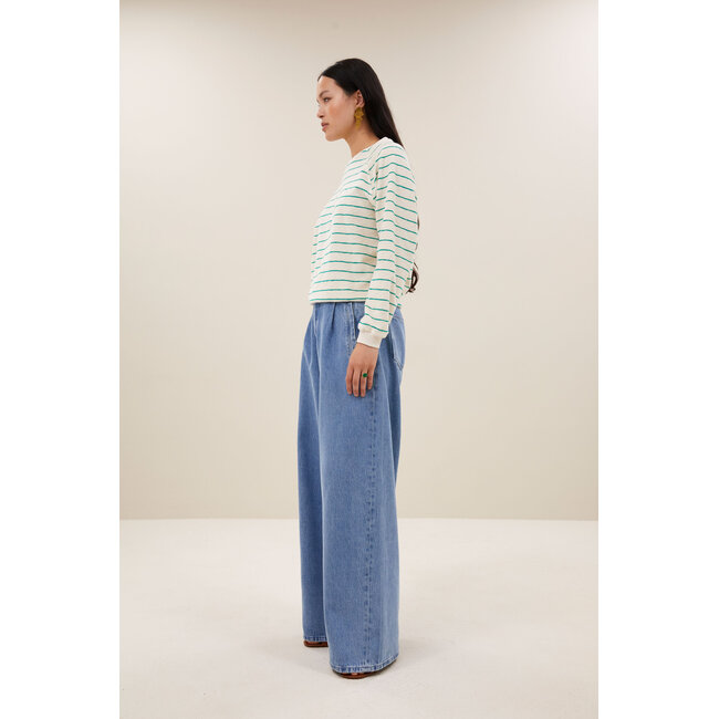 By-Bar bonne slub sweater green lake stripe