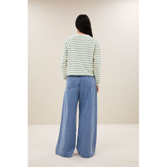 By-Bar bonne slub sweater green lake stripe