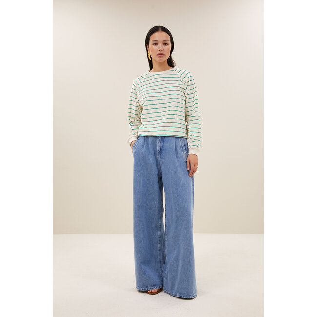 bonne slub sweater green lake stripe