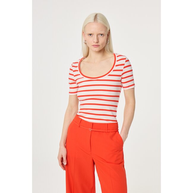 Fabienne Chapot Lena Shortsleeve T-Shirt Cosy White/Tangerine Tango