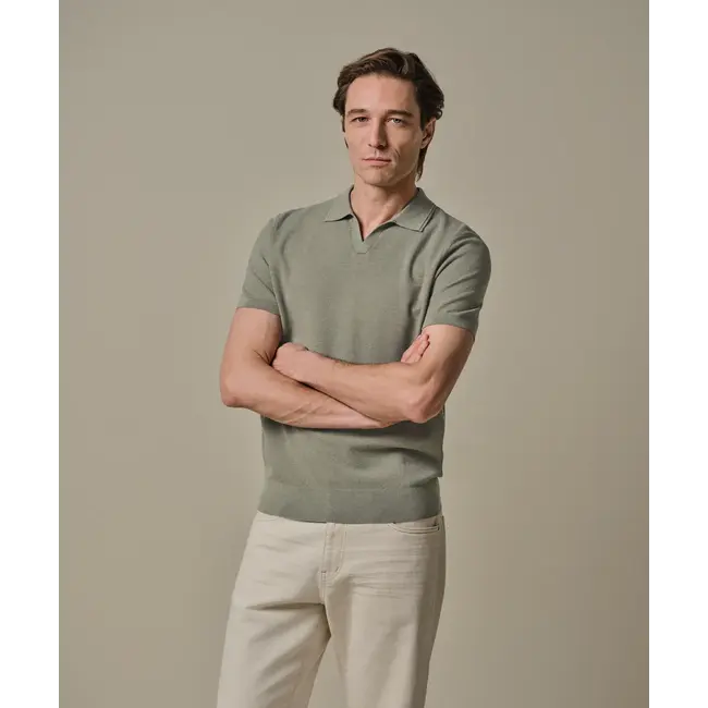 Profuomo POLO OPEN COLLAR SS M GREEN PPXD10009D