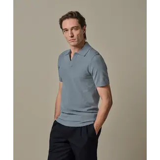 Profuomo POLO OPEN COLLAR SS GREY BLUE