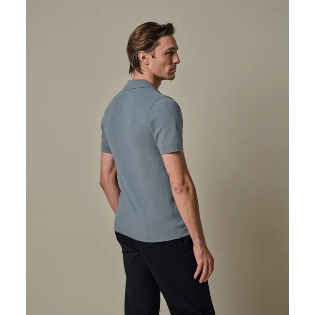 Profuomo POLO OPEN COLLAR SS GREY BLUE