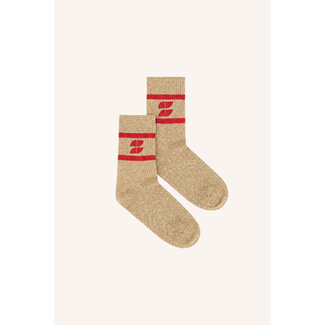 logo glitter oyster socks poppy red