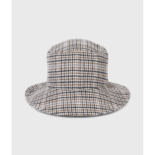 10Days wool blend check hat champagne