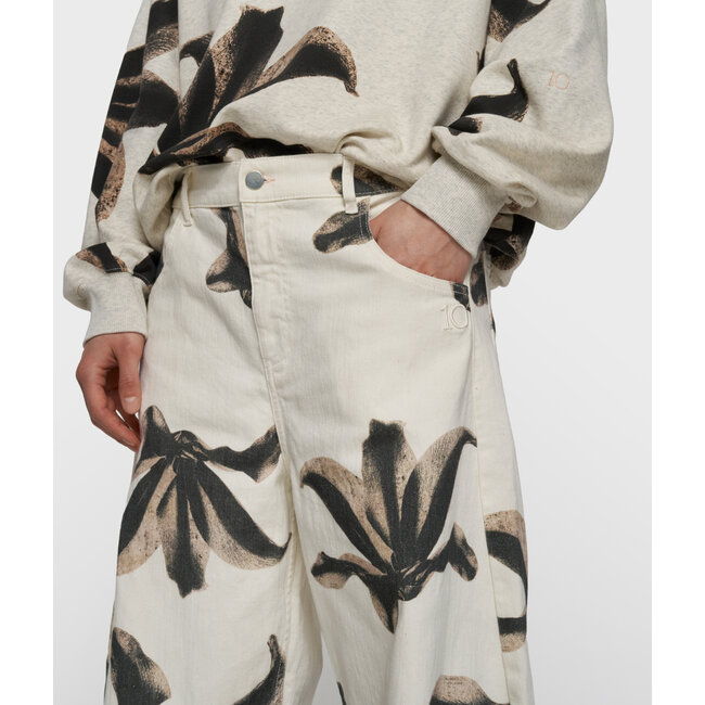 10Days western pants flower ecru
