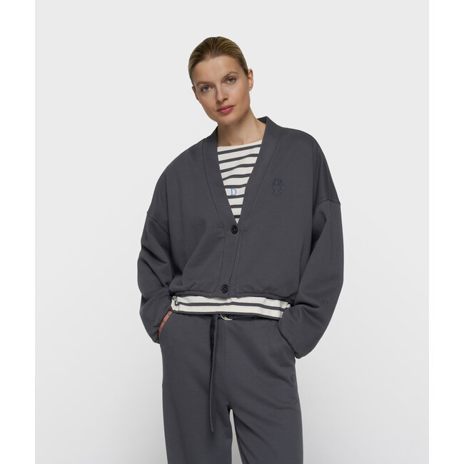 10Days reversible cardigan fleece steel blue