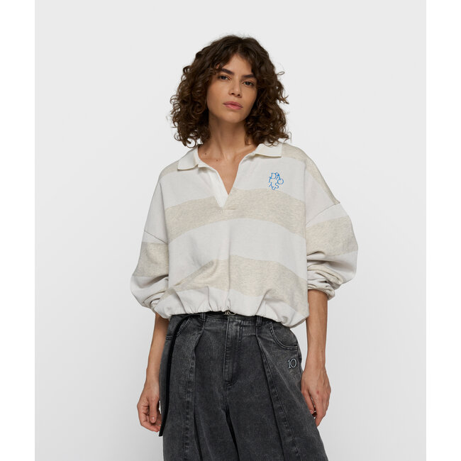 10Days balloon sweater stripes soft white melee