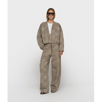 10Days check cardigan reversible champagne