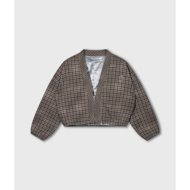 10Days check cardigan reversible champagne