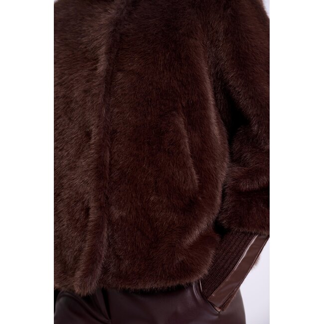 Rino & Pelle Jacket with rib cuffs  Coffee roast