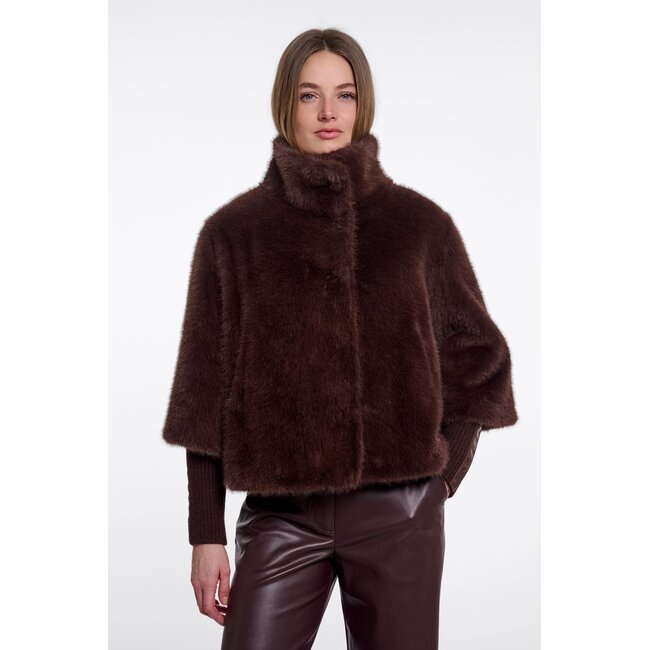 Rino & Pelle Jacket with rib cuffs  Coffee roast