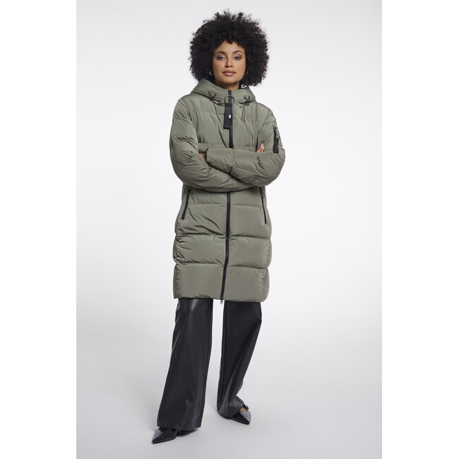 Rino & Pelle Long padded hooded coat  Misty basil