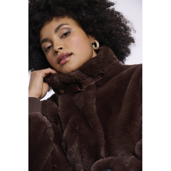 Rino & Pelle Short faux fur jacket  Coffee roast