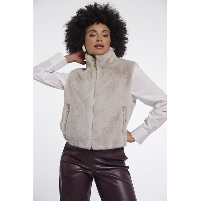 Rino & Pelle Short faux fur waistcoat  Birch