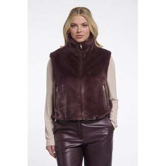Rino & Pelle Short faux fur waistcoat  Chocolate bean