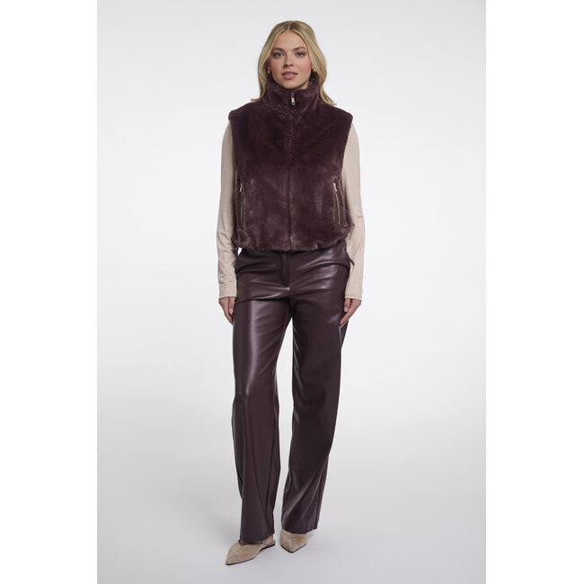 Rino & Pelle Short faux fur waistcoat  Chocolate bean