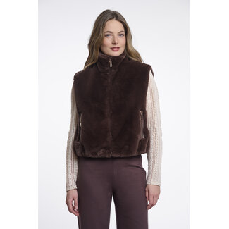 Rino & Pelle Short faux fur waistcoat  Coffee roast