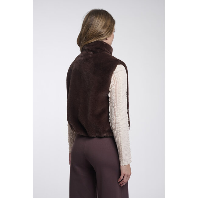 Rino & Pelle Short faux fur waistcoat  Coffee roast