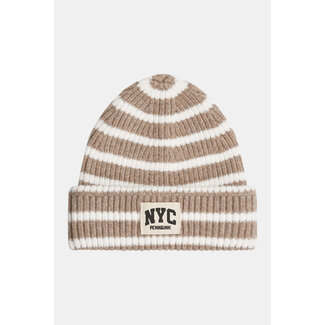 PENN&INK Hat stripe brown ecru
