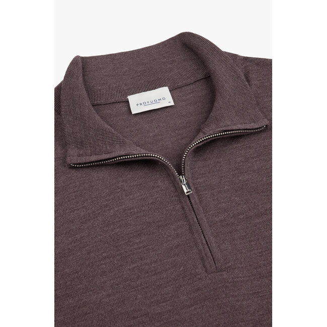 Profuomo PULLOVER HALF ZIP AUBERGINE