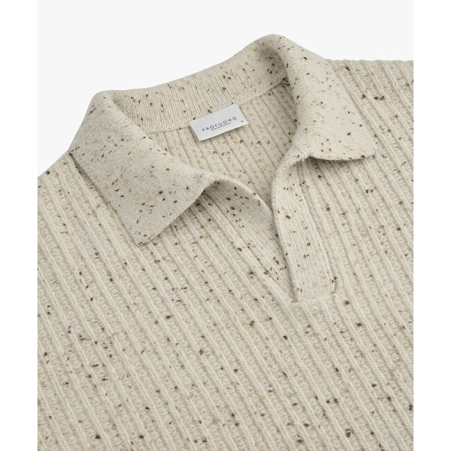 Profuomo POLO OPEN COLLAR LS SAND