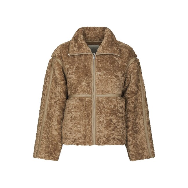 NEO NOIR Nida Faux Fur Jacket Taupe