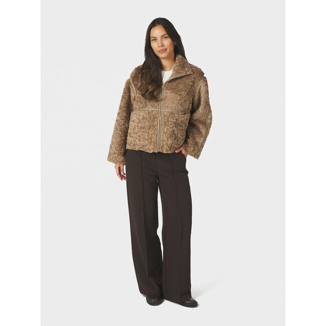NEO NOIR Nida Faux Fur Jacket Taupe