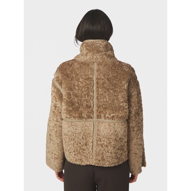 NEO NOIR Nida Faux Fur Jacket Taupe