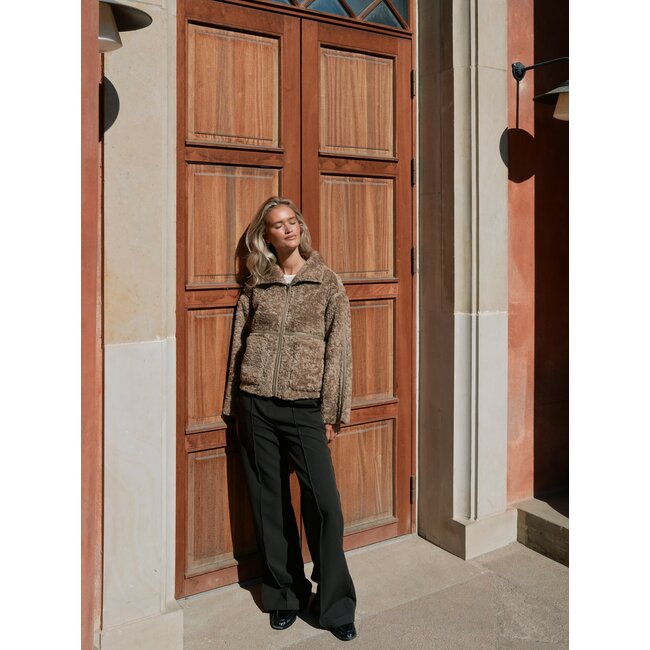 NEO NOIR Nida Faux Fur Jacket Taupe