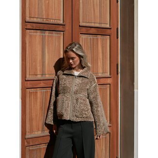 NEO NOIR Nida Faux Fur Jacket Taupe