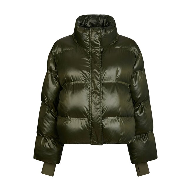 NEO NOIR Rhea Shiny Puffer Jacket Olive