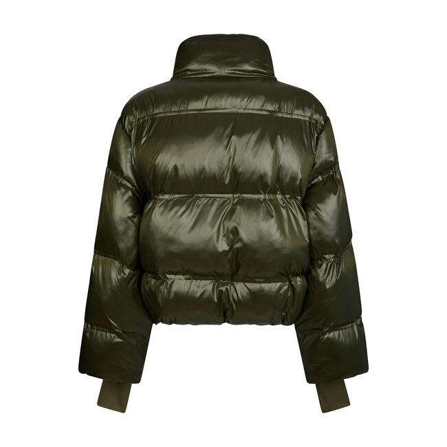 NEO NOIR Rhea Shiny Puffer Jacket Olive