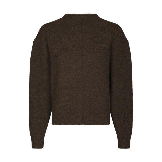 NEO NOIR Dione Fluffy Knit Cardigan Brown Melange