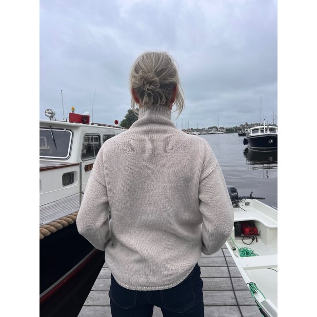 Fisherman out of Ireland Slouchy Funnel Neck Sweater Cream