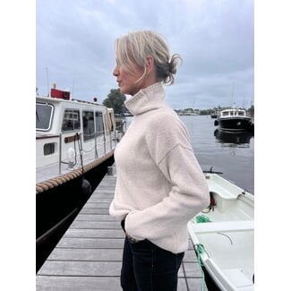 Fisherman out of Ireland Slouchy Funnel Neck  Sweater Cream