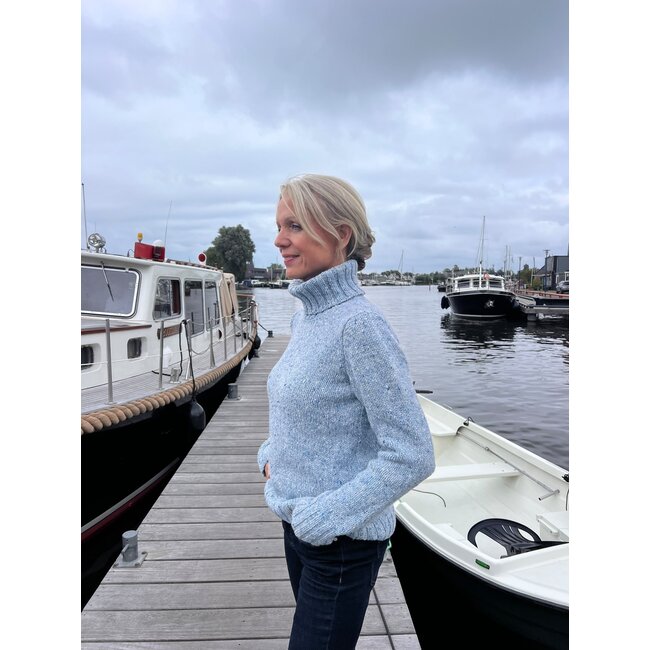 Fisherman out of Ireland POLO NECK JUMPER BLUE MIST (230)