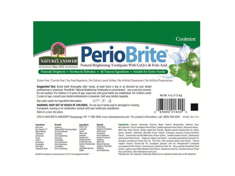 Natures Answer Periobrite pasta de dientes natural con 22 hierbas y Q10 113 g