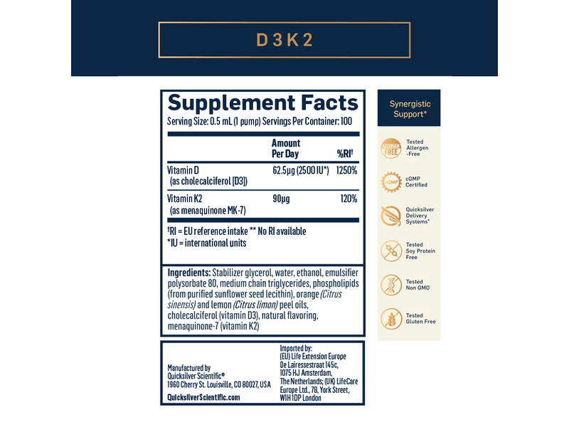 Quicksilver Vitamine D3K2 50 ml