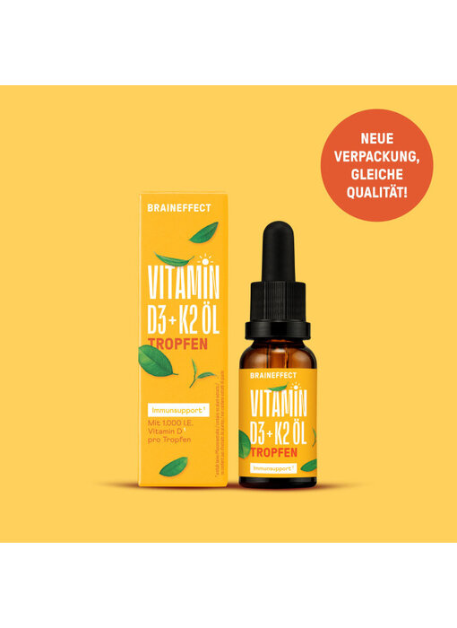 BrainEffect Vitamine D3+K2 olie NIEUW NU 50 ml!!