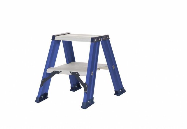 Hercules dubbele trap 2x2 treden zonder beugel blauw gecoat