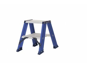 Hercules dubbele trap 2x2 treden blauw gecoat