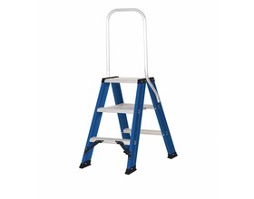 Hercules dubbele trap 2x3 treden blauw gecoat