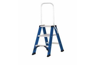 Hercules dubbele trap 2x3 treden blauw gecoat